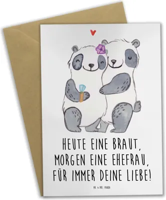 Produktbild von Mr. & Mrs. Panda Grußkarte Braut Liebe - Weiß - Geschenk, glückwunschkarten, Romantik, Geschenke, Brautfest, neujahrskarte, einladungskarten, Ehe, Partnerschaft, Heiraten
