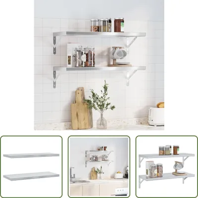 Immagine prodotto di The Living Store Mensole a muro 2 pz. 75x30x3 cm acciaio inox argento