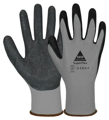 Immagine prodotto di HASE GUANTI DI SICUREZZA Guanti da lavoro in lattice Superflex, EN 388, EN 420, taglia 11, grigio/nero