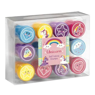 Obrázek produktu pro Razítka 12ks samobarvící plast jednorožec 12x9cm