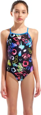 Produktbild von Arena Graffiti Badeanzug Kinder - Schwarz / Blau | Größe: 8-9