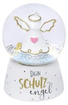 Produktbild von GRUSS & CO 46636 Traumkugel Schutzengel, Glitzer, Höhe 6,5 cm Schneekugel, Weiß, Goldfarben