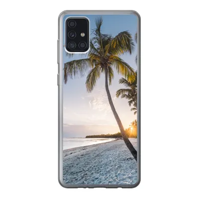Produktbild von MuchoWow® Handyhülle Schutzhülle Hülle für Samsung Galaxy A52 5G Strand - Sonnenuntergang - Palme Silikon Softcase Handy Hülle - Umschlag