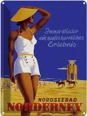 Image de vianmo Plaque en tôle 40x30 cm Urlaub Nordseebad Norderney
