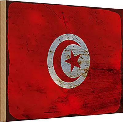 Produktbild von Holzschild Flagge Tunesien 30x20cm Flag of Tunisia Rost