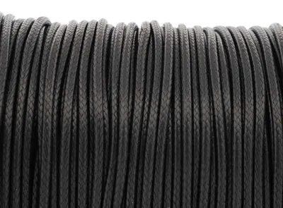 Produktbild von Vintageparts Polyesterkordel Gewachst Schwarz 2mm Schmuckband Bastelband 10m