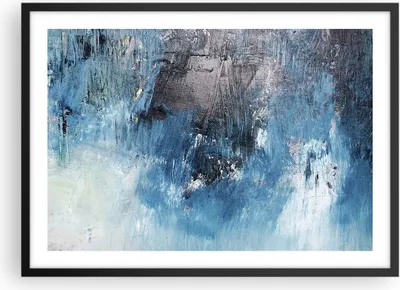 Produktbild von Gerahmtes Poster - Schwarzer Rahmen - Abstraktion Blau Schwarz - 70x50 cm - Wand Bild - Wanddeko - Wandbilder - Wandposter - Bilderrahmen - Bilder - Kunstdruck - Wandbild - P2BAA70x50-4155
