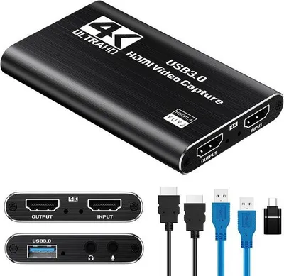 Immagine prodotto di Scheda di acquisizione HDMI 4K per lo streaming, con supporto per risoluzione 1080P a 60fps e connessione USB 3.0