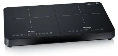 Produktbild von Severin Induktionskochfeld, 2 Platten, 10 Leistungsstufen, Temperaturbereich 60-240°C, Touch-Display, matte Kochplatten, weniger kratzanfällig, Glaskeramik-Kochfelder, schwarz, 3.400 W, DK 1028