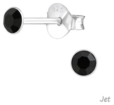 Produktbild von Silber Ohrstecker Kristall rund 3 mm Jet