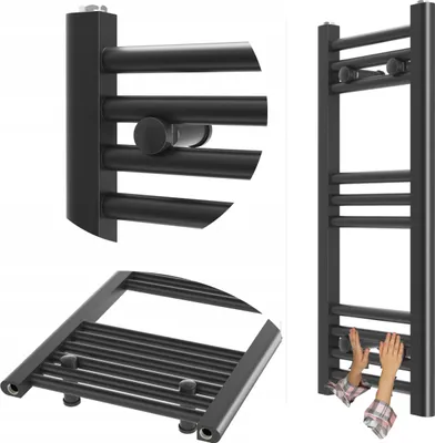 Immagine prodotto di Radiatore da bagno Granitan | Breno - 30/70 cm - Nero - Elegante - Pratico - Minimalista
