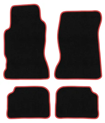 Produktbild von Fußmatten Automatten Velours Schwarz/Rot für Honda Legend II 1991-1996 Set 4-tlg