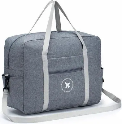 Obrázek produktu pro Skládací cestovní taška 45 x 36 x 20 cm, lehká příruční taška, nepromokavá víkendová taška, taška do nemocnice, šedá barva
