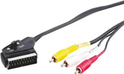Produktbild von Goobay Adapterkabel, Scart zu Composite Audio Video, IN/OUT, 2 m, Schwarz - Scartstecker (21-Pin) > 3x Cinch-Stecker