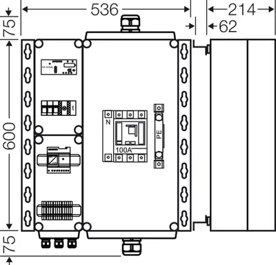 Produktbild von HENSEL PV-Freischaltstelle 70 Mi AE 3224 kVA 4p m.Leistungsschalter u.NA-Schutz