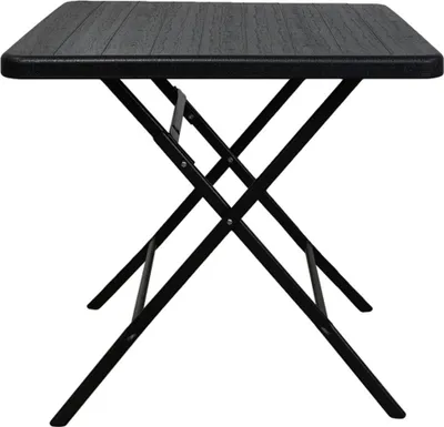 Produktbild von Balkontisch klappbar | HxBxT 73x78x78cm | für 4 Personen | Kunststoff wetterfest | Holz Optik, Schwarz | Gartentisch Campingtisch Klein Outdoor Klapptisch für Garten Terrasse Balkon