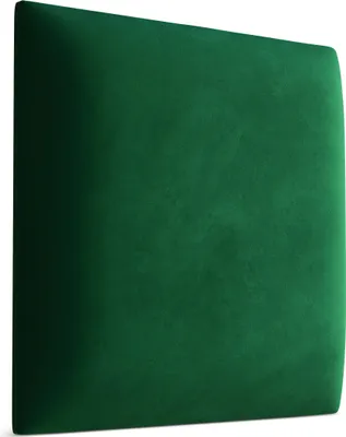 A close-up of a dark green upholstered wall panel.