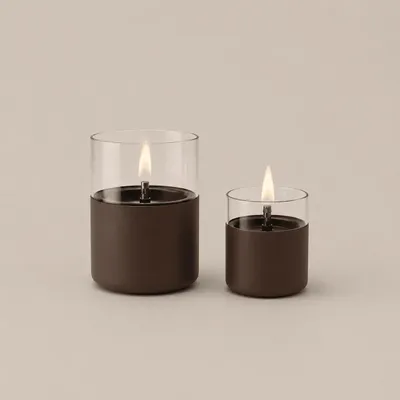 Produktbild von Tenderflame Lilly 8 & Lilly 10 Duo Pack Giftset Chocolate - Tischkamin Geschenkset Indoor, Bioethanol-Alternative mit Tenderfuel, dekoratives Tischfeuer für Wohnzimmer und Esstisch