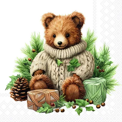 Produktbild von 20 Servietten Cuddle Bear - Niedlicher Winterbär 33x33cm