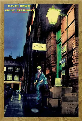 Immagine prodotto di Bowie, David - Poster - Ziggy Stardust + cornice rimovibile, Shinsuke® Maxi MDF oak, disco acrilico