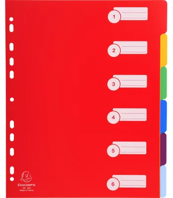 Produktbild von Exacompta 25x Register A4 Maxi PP 300µ, 6 neutrale Taben - sortiert - 4806E