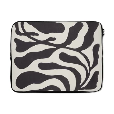 Produktbild von MuchoWow® Laptop Hülle 15 Zoll Blätter - Pflanze - Pastell - Schwarz Laptoptasche - Laptoptasche - Sleeve - Rundum-Schutz