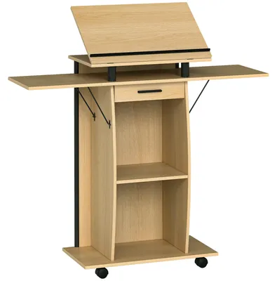 Obrázek produktu pro Stojan na desky s bočními křídly | Barva: Hnědá | Rozměry: 126 x 37 x 109,5/136 cm