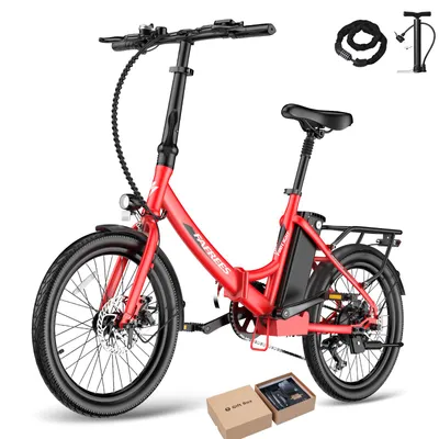 Produktbild von Elektro-Klapprad Pedelec 20 Zoll 250 W Shimano 7-Gang 36 V 20 Ah Akku bis 120 km IPX5, Rot
