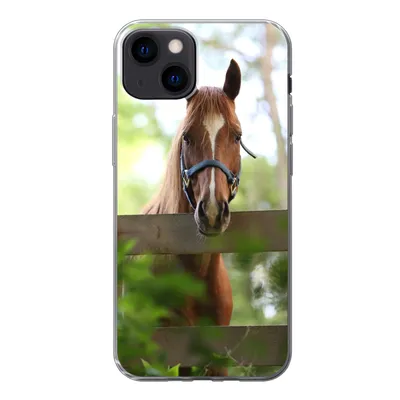 Produktbild von MuchoWow® Handyhülle Schutzhülle Hülle für iPhone 13 Pferd - Natur - Zaun Silikon Softcase Handy Hülle - Karteninhaber