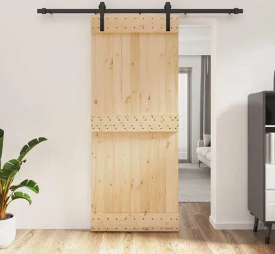 Obrázok produktu pre Posuvné dvere s kovaním 85x210 cm borovicový masív 3202988