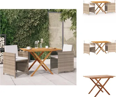 Produktbild von vidaXL 3-tlg. Garten-Essgruppe mit Kissen Beige -  Gartenmöbel-Sets