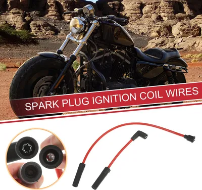 Image de Câbles De Bobine D'Allumage De Bougie D'Allumage Pour Moto, 8 mm, Adaptés Pour Harley Davidson Sportster 883 1200 1986-2003 Flt 1980-1998 - Lot De 2