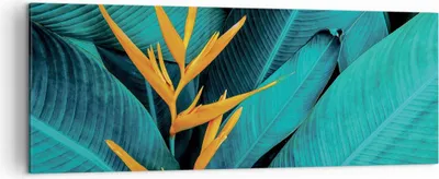Produktbild von Bild auf Leinwand - Leinwandbild - Einteilig - Blumen Tropen Blätter - 140x50cm - Wand Bild - Wanddeko - Wandbilder - Leinwanddruck - Bilder - Wanddekoration - Leinwand bilder - AB140x50-5116