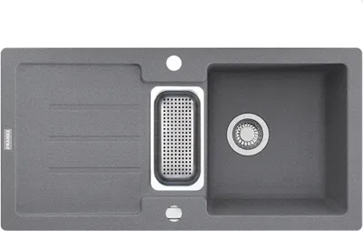 Produktbild von Franke STG 651-86 Einbau-Spüle reversibel Steingrau Siebkorb-Excenterventil Abtropfbecken