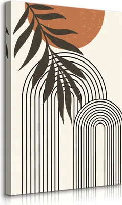 Immagine prodotto di Muralo tela boho motivo foglie ABSTRACTION murale soggiorno l. 70cm x h. 100cm