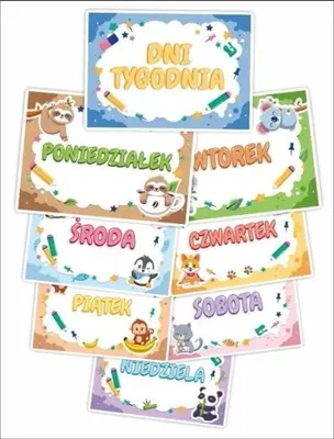 Obrázok produktu pre Plansze edukacyjne. Dni tygodnia (8 kart)