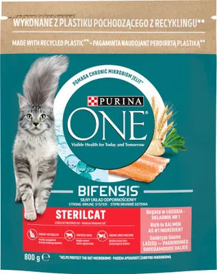 Produktbild von Purina One Bifensis Sterilcat Katzenfutter mit viel Lachs 800 G