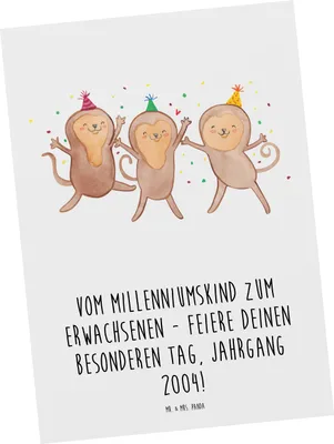 Produktbild von Mr. & Mrs. Panda Postkarte 2004 Geburtstag - Weiß - Geschenk, Happy Birthday, Geburtstagskind, bildkarte, Alter, Grußkarte, Postkarten, Ansichtskarten, Geboren am