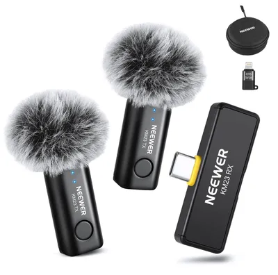 Produktbild von NEEWER Wireless Lavalier Mikrofonsystem, 1 x USB C Empfänger mit OTG Adapter 2 x