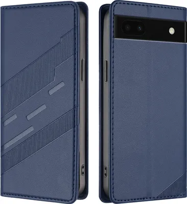 Immagine prodotto di Custodia per Google Pixel 6A, custodia a portafoglio in Finto cuoio con slot per carte e funzione stand Blau
