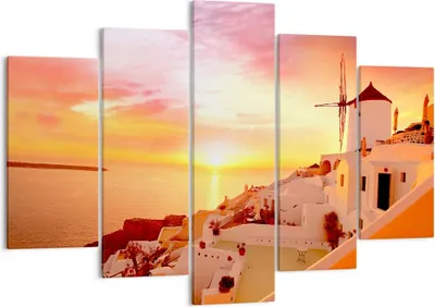Produktbild von Bild auf Leinwand - Leinwandbild - Santorini Griechenland Urlaub - 150x100cm - Wand Bild - Wanddeko - Leinwanddruck - Bilder - Kunstdruck - Leinwand bilder - Wandkunst - EA150x100-2691