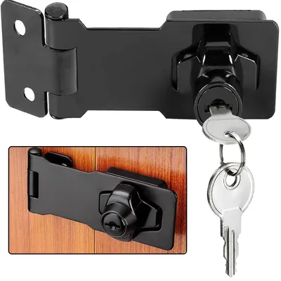 Immagine prodotto di Serratura per porta con chiave, chiusura a maniglia, chiavistello, colore nero, dimensioni 3 pollici