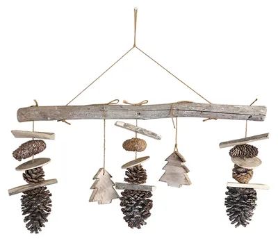 Produktbild von Holz Mobile Fensterdekoration Hänger Baum Tannenzapfen