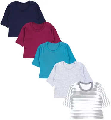 Produktbild von TupTam Baby Jungen Langarmshirt Gestreift 5er Set, Farbe: Blau Dunkelgrün Weinrot Grau , Größe: 74
