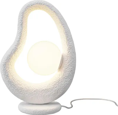 Produktbild von Nachttischlampe Beton Glas G9 38 cm hoch Weiß Kugel Schirm Modern Tischleuchte