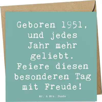 Produktbild von Mr. & Mrs. Panda Grußkarte Spruch 1951 Geburtstag - Meeresbrise - Geschenk, Happy Birthday, Freude, faltkarte, Geburtsjahr, Glückwunschkarte, anlasskarte, doppelkarte