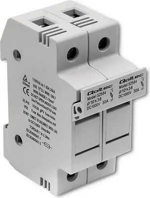 Produktbild von Qoltec Sicherungssockel + DC-Sicherung |2P |1000V |30A |10x38 |Solar