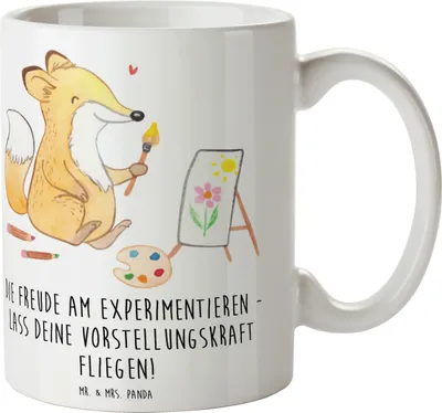 Produktbild von Mr. & Mrs. Panda Teetasse Die Freude am Experimentieren - Weiß - Geschenk, haferl, an der Kreativität entdecken, mutig, Vertrauem, Becher, kreative Abenteuer, Zuversicht