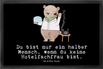 Produktbild von Mr. & Mrs. Panda Schmutzfänger Hotelfachfrau Herz 50 x 75 cm - Schwarz - Geschenk, Türmatte, Hotelkauffrau, Gummimatte, Schmutzfangmatte, fußmatte, Spruch, Fussmatte