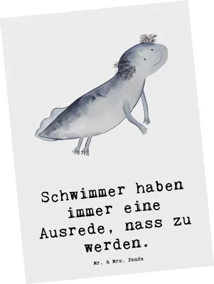 Produktbild von Mr. & Mrs. Panda Postkarte Schwimmen Ausrede - Weiß - Geschenk, Nass, Sportler, Grußkarte, Wasser, Ansichtskarten, Schwimmtechnik, Teamsport, Geschenke, Ansichtskarte